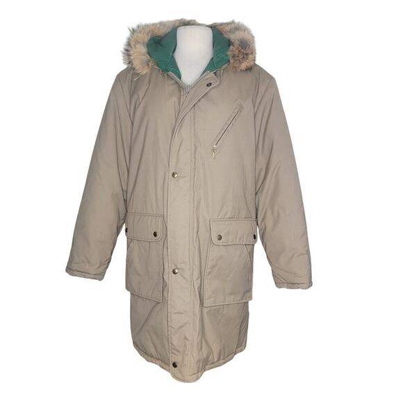 Vinitage Sears Fieldmaster Fur Collar Zipper & Button Front Winter Coat Size L - Picture 9 of 16